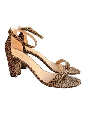 Stuart Weitzman Leopard Block Heel Ankle Strap Sandals Size 10